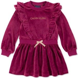Calvin Klein Baby Girls Ruffled Velour Dress - E12